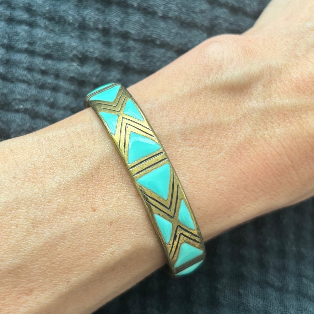 Kathryn Bentley Dream Collective Astrid Cuff Bracelet Turquoise Enamel Brass